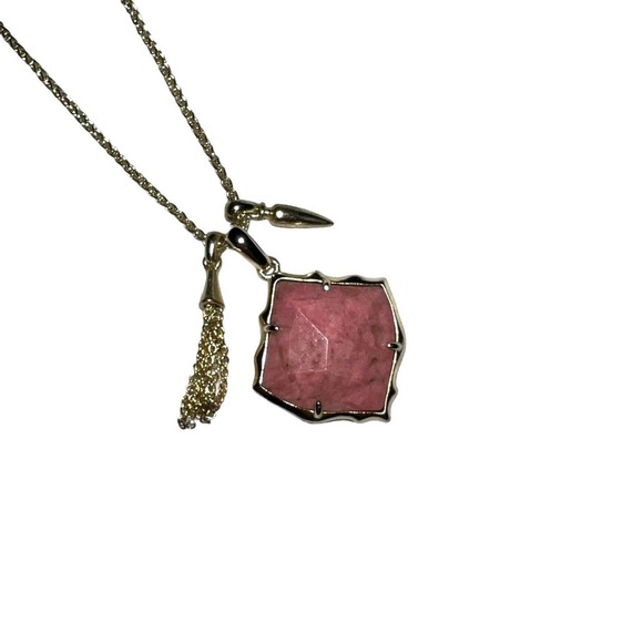 Kendra Scott Pink Marble Long Drop Chain Pendant - Picture 1 of 4